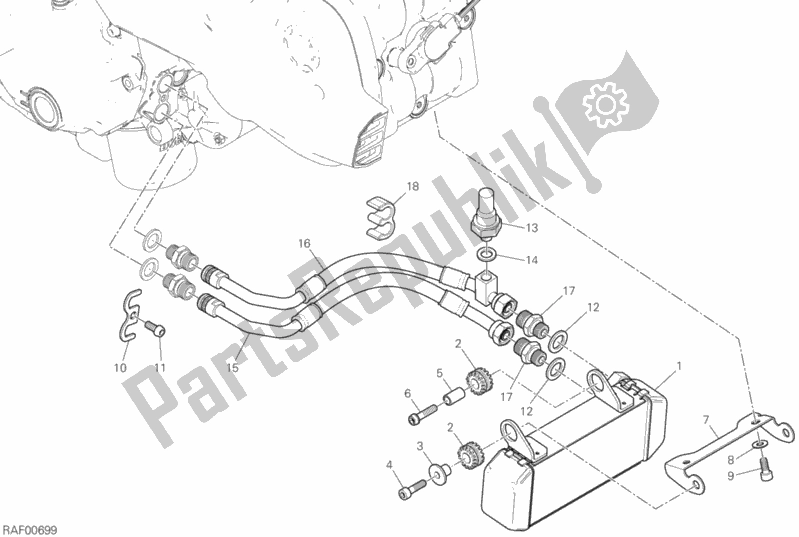 All parts for the Oil Cooler of the Ducati Hypermotard 950 SP 2020